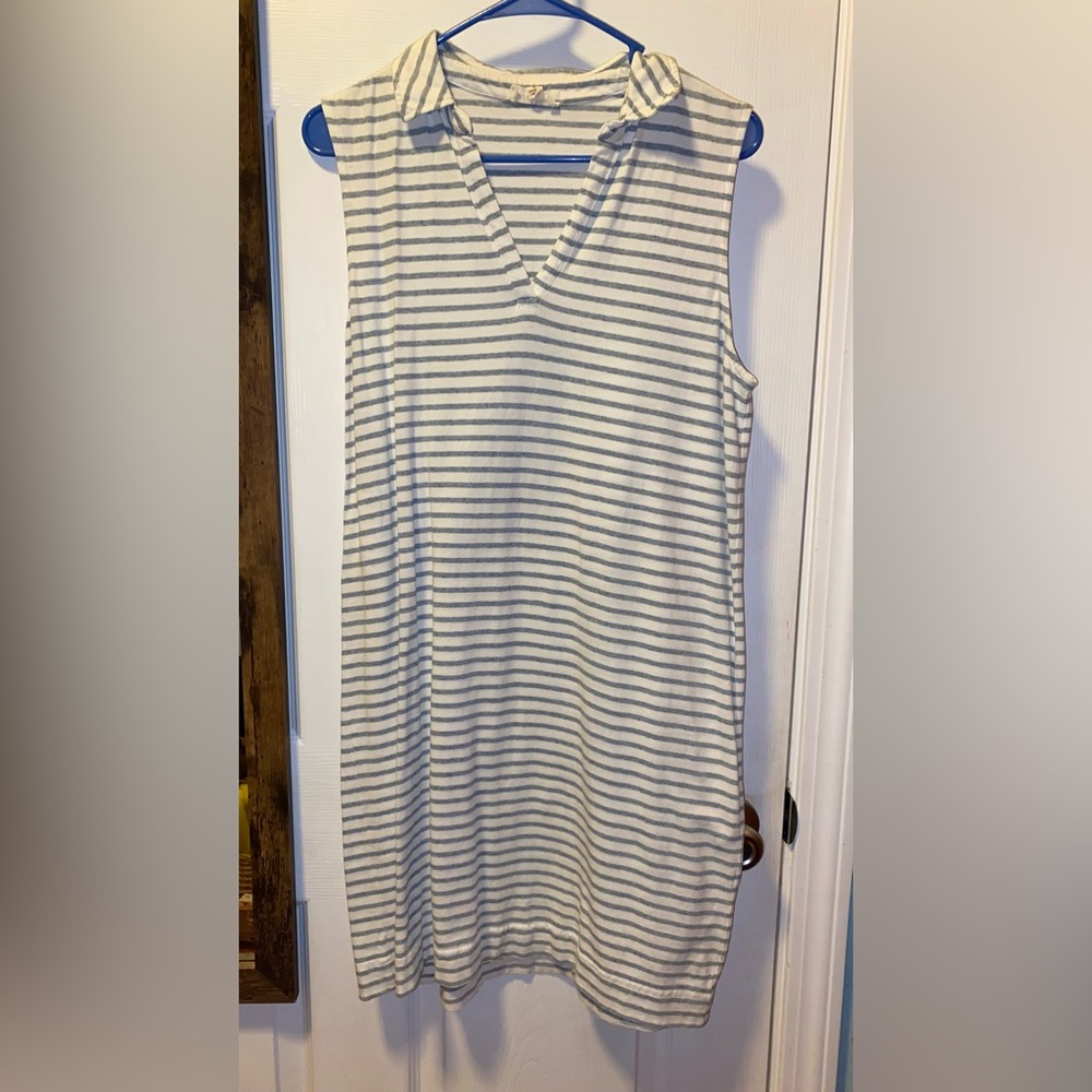 Jane and Delancey Blue and White Striped Midi Dress